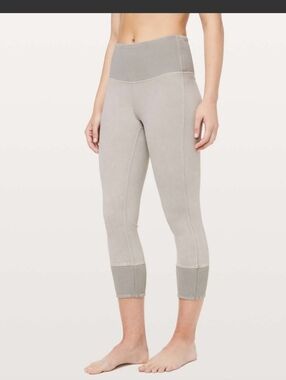 Lululemon Wunder Under Crop 23" Ribbed Washed French Clay Size 4